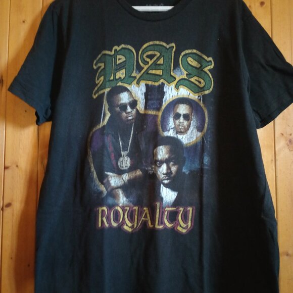 Men's Black XL NAS Royalty Rap T-Shirt Music Streetwear - Picture 2 of 4